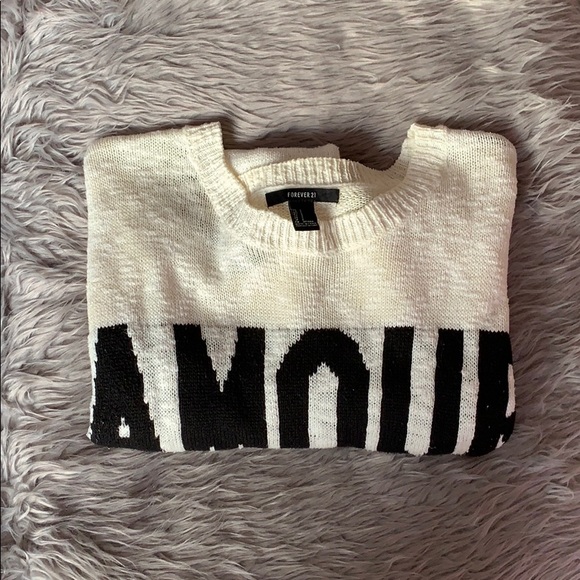 Forever 21 Sweaters - AMOUR Cream Sweatshirt